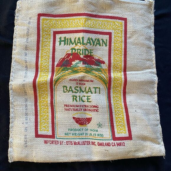 Himalayan Basmati Burlap Bag. Double Zipper. Handles. Tote Bag. Farmers Market. - Picture 6 of 10